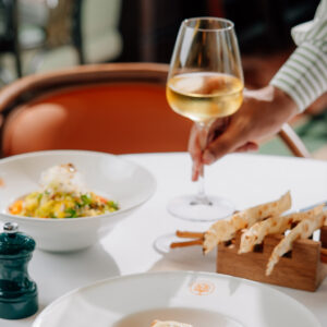 food and drink at dining table