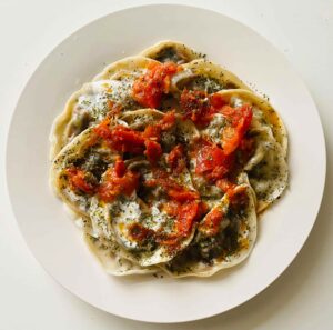 Top View of Delicious Ravioli on White Plate