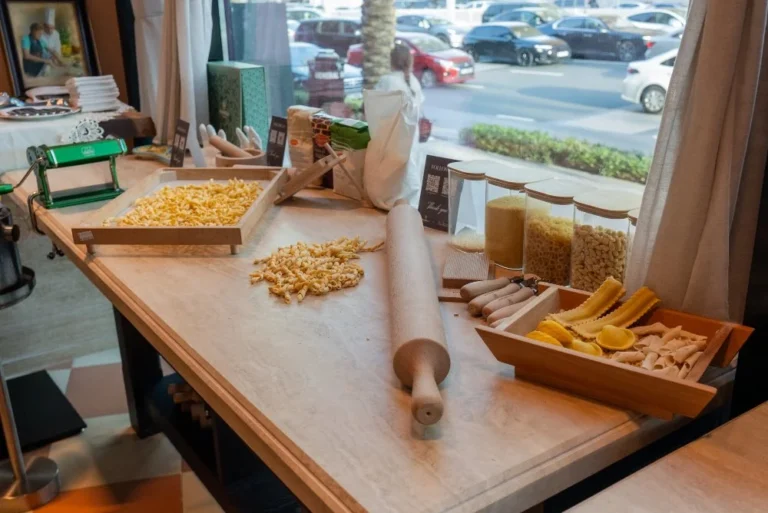 Italian pasta preparation at Mamabella